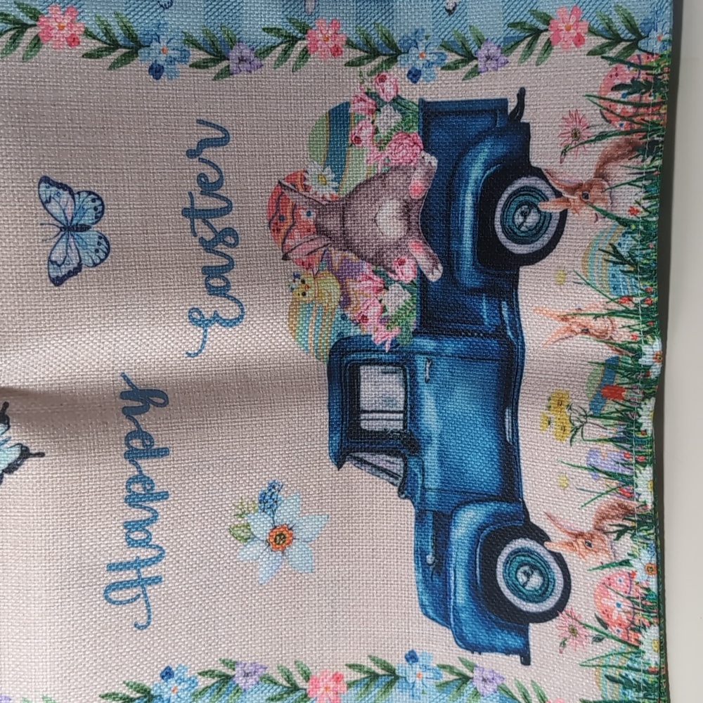 New - Easter Table Runner w/ Bunnies, Eggs, and Trucks